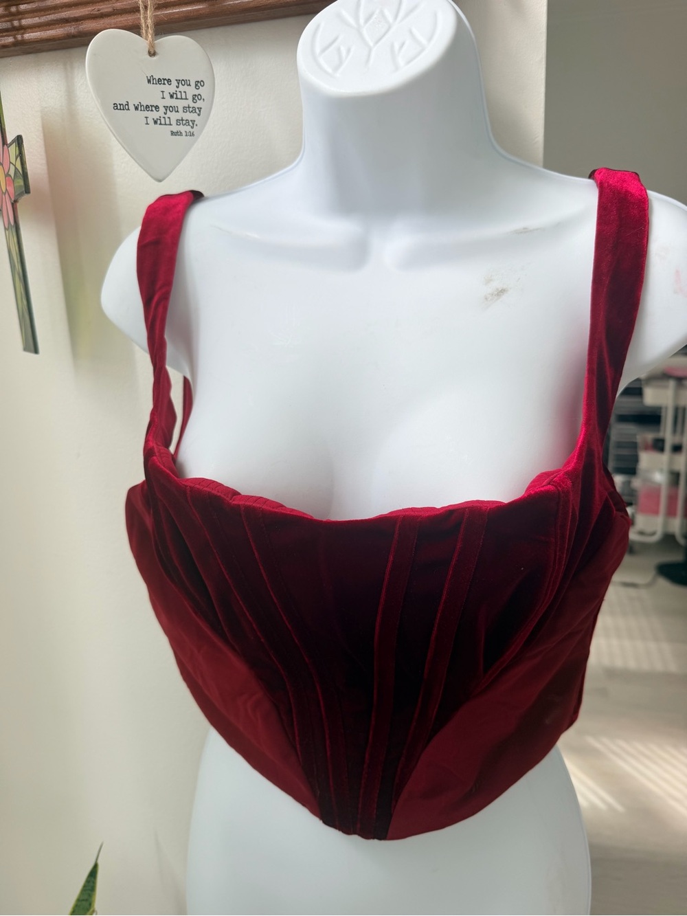 House of CB Burgundy Velvet Corset Top